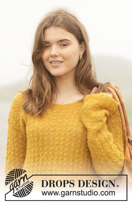 Golden Vintage / DROPS 207-34 - Knitted jumper in DROPS Brushed Alpaca Silk. Piece is knitted with star pattern. Size: S - XXXL
