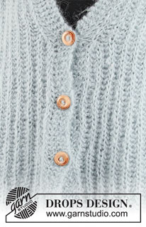 Searching for Spring Jacket / DROPS 207-41 - Casaco comprido tricotado com canelado inglês e gola xaile, em DROPS Melody. Do S ao XXXL