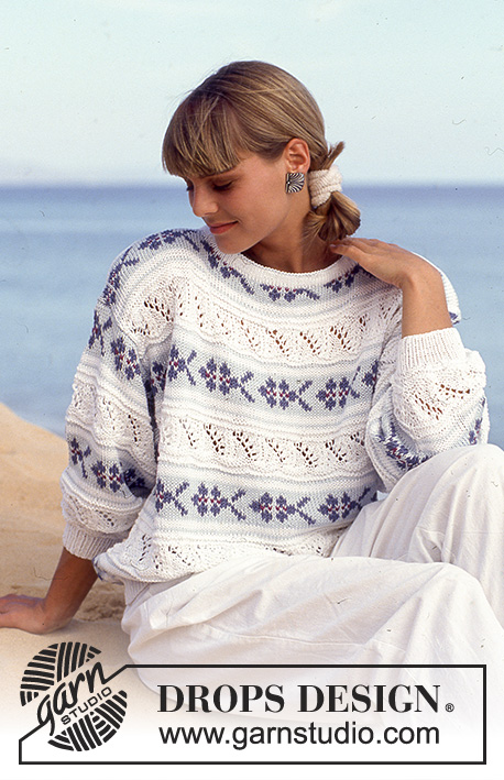 Josefina / DROPS 21-16 - DROPS jumper with lace pattern and flower borders in “Muskat”.