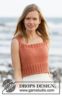 Spiced Breeze / DROPS 211-15 - Knitted top in DROPS Paris. Piece is knitted in stocking stitch with edges in rib. Size: S - XXXL