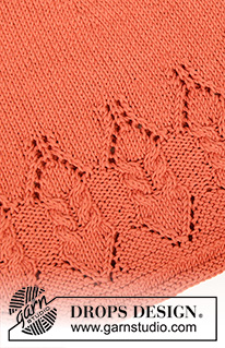 Barn Dance / DROPS 211-2 - Vestido tricotado de cima para baixo em DROPS Cotton Light, com encaixe arredondado, ponto rendado, torcidos e mangas curtas. Do S ao XXXL