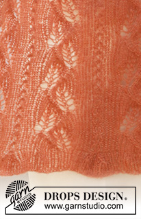 Autumn Willows / DROPS 211-3 - Strikket stola i DROPS Brushed Alpaca Silk. Arbejdet strikkes med bladmønster.