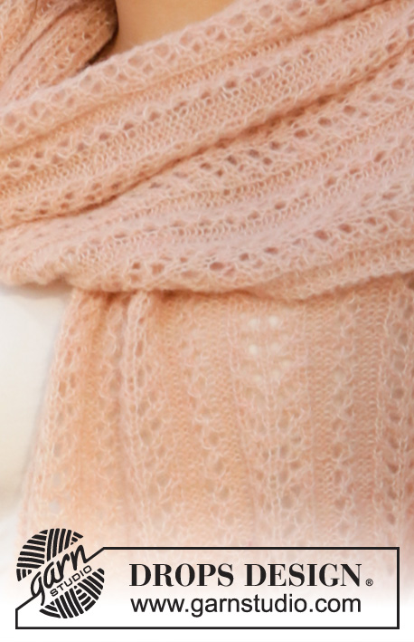 Endless Spring / DROPS 211-4 - Knitted stole with lace pattern in DROPS Brushed Alpaca Silk.