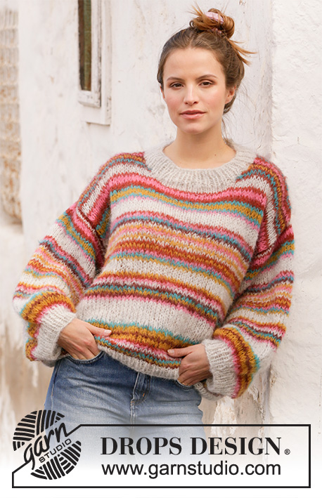 Moroccan Market Muse / DROPS 212-20 - Knitted jumper with stripes in DROPS Melody. Sizes XS - XXL.