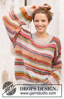 Moroccan Market Muse / DROPS 212-20 - Knitted jumper with stripes in DROPS Melody. Sizes XS - XXL.