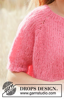 Sweet Melody Cardigan / DROPS 212-24 - Casaco tricotado de cima para baixo com mangas curtas e cavas raglan, em DROPS Melody. Do XS ao XXL.