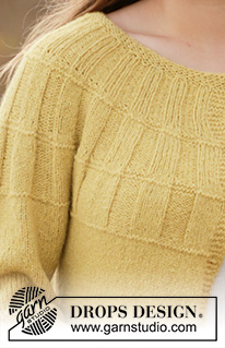 Mayan Sun Jacket / DROPS 213-12 - Rozpinany sweter na drutach przerabiany od góry do dołu, z zaokrąglonym karczkiem ściągaczem, z włóczki DROPS Sky. Od S do XXXL