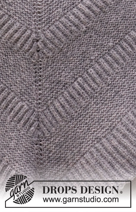 Scotch Mist / DROPS 214-14 - Šátek pletený vroubkovým vzorem a chytovým patentem z příze DROPS Sky.
