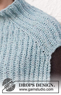 Frozen Falls Set / DROPS 214-34 - Knitted hat and neck warmer in DROPS Air. The piece is worked in English rib. Sizes S - XXXL.