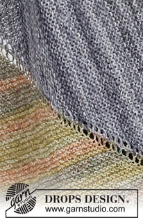 Glen Ogle / DROPS 214-42 - Knitted shawl in DROPS Fabel. Piece is knitted sideways in garter stitch.