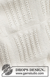 Snow Blocks / DROPS 214-52 - Manta tricotada em ponto jarreteira e ponto texturado, em DROPS Nepal, composta por quadrados unidos entre eles.