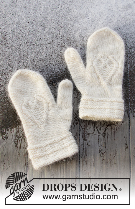 Let it Knit / DROPS 214-62 - Knitted mittens with cables and hearts in DROPS Alpaca and DROPS Kid-Silk.
Theme: Jul