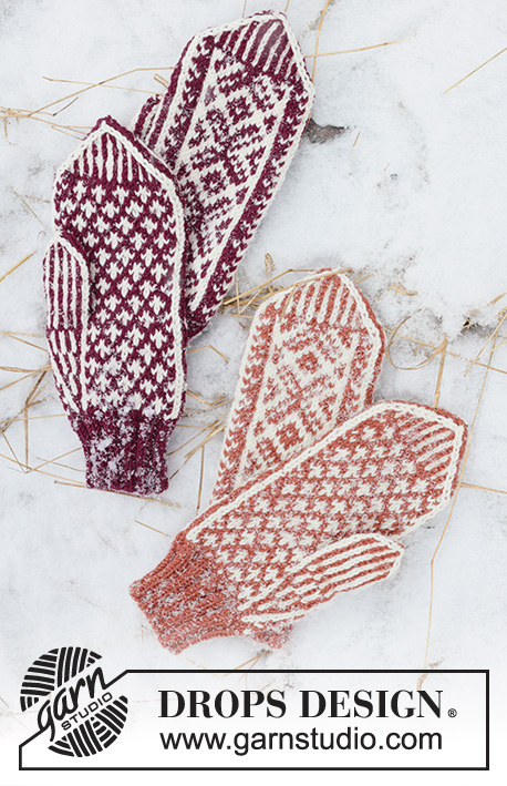 Clapping Elves / DROPS 214-66 - Świąteczne rękawiczki na drutach z żakardem norweskim z włóczki DROPS Merino Extra Fine. Temat: Boże Narodzenie