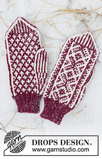 Clapping Elves / DROPS 214-66 - Świąteczne rękawiczki na drutach z żakardem norweskim z włóczki DROPS Merino Extra Fine. Temat: Boże Narodzenie