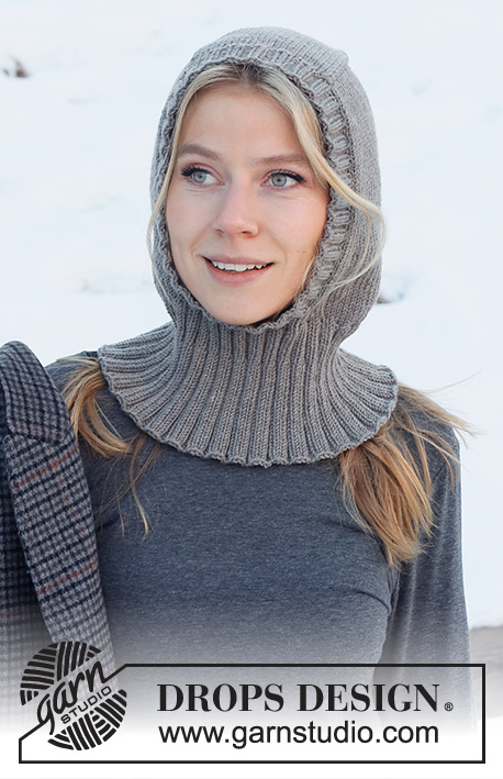 Uncharted Territory / DROPS 214-72 - Knitted hat / balaclava in DROPS Merino Extra Fine. The piece is worked top down with stocking stitch and ribbed edging.