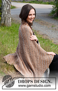 Shouldering Autumn / DROPS 214-9 - Knitted blanket in DROPS Fabel. The piece is worked in garter stitch, from corner to corner.