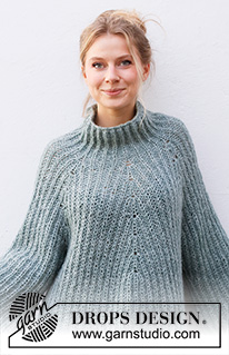 Dublin Winter Sweater / DROPS 215-12 - Knitted jumper with round yoke in DROPS Air. The piece is worked top down with English rib and A-shape. Sizes XS - XXL.