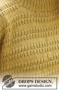 Mustard Seeds / DROPS 215-18 - Strikket genser i DROPS Merino Extra Fine. Arbeidet strikkes med strukturmønster. Størrelse S - XXXL.