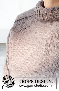 Country Muse / DROPS 216-40 - Gebreide trui in DROPS Lima. Het werk wordt van boven naar beneden gebreid met dubbele hals en zadelschouders. Maten S - XXXL.