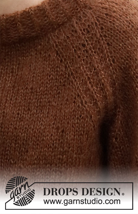 Almond Crush / DROPS 216-6 - Stickad tröja med raglan i 2 trådar DROPS Kid-Silk. Arbetet stickas uppifrån och ner. Storlek S - XXXL.
