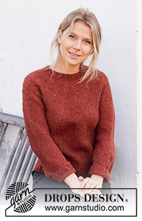 Amur Maple / DROPS 217-12 - Knitted jumper in DROPS Brushed Alpaca Silk. The piece is worked top down with round yoke, stocking stitch and increases. Sizes S - XXXL.