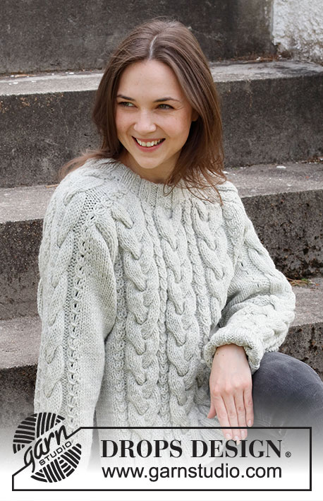 Columns of Valhalla / DROPS 217-15 - Knitted jumper in DROPS Alaska. The piece is worked with saddle shoulders, cables and split in the sides. Sizes S - XXXL.