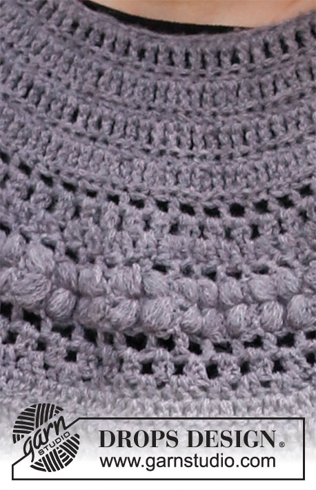 Tree Hive Sweater / DROPS 218-20 - Gehaakte trui in DROPS Sky. Het werk wordt van boven naar beneden gehaakt met ronde pas en kussensteken. Maat: S - XXXL