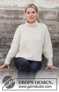 Ice Castles Sweater / DROPS 218-3 - Knitted jumper in DROPS Puna or DROPS Soft Tweed. Piece knitted with textured pattern and cables. Size: S - XXXL