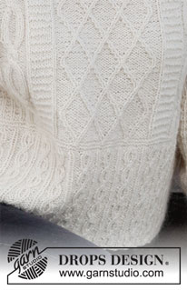 Ice Castles Sweater / DROPS 218-3 - Gebreide trui in DROPS Puna. Het werk wordt gebreid met structuurpatroon en kabels. Maat: S - XXXL