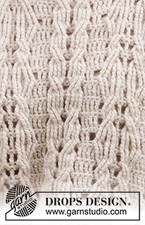 Enchanted Underwood / DROPS 218-32 - Crocheted jumper in DROPS Air. The piece is worked top down with cables and relief stitches. Sizes XS - XXL.