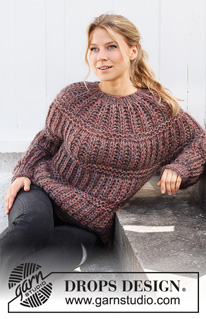 Tundra Twilight / DROPS 218-8 - Knitted sweater in 3 strands DROPS Alpaca and 3 strands DROPS Kid-Silk. Piece is knitted top down with English rib and round yoke. Size: S - XXXL