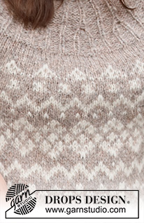 Nordic Trails Sweater / DROPS 218-9 - Pulôver tricotado de cima para baixo com encaixe arredondado, canelado e jacquard norueguês, em DROPS Air. Do S ao XXXL.