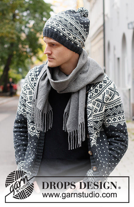 Winter's Night Enchantment Jacket / DROPS 219-13 - Knitted jacket for men in DROPS Karisma. The piece is worked top down with round yoke and Nordic pattern. Sizes S - XXXL.