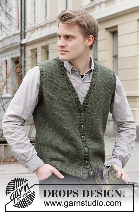 Boston Vest / DROPS 219-3 - Knitted vest for men in DROPS Karisma. The piece is worked top down with V-neck and ribbed edges. Sizes S - XXXL.