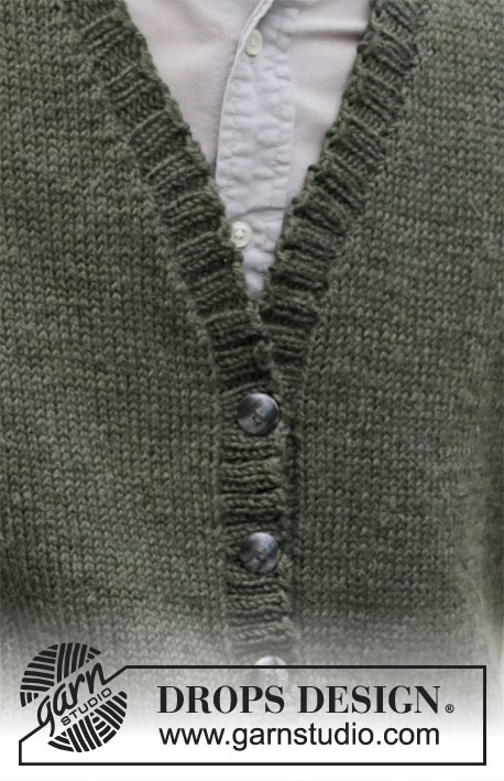 Boston Vest / DROPS 219-3 - Colete tricotado de cima para baixo para homem em DROPS Karisma ou DROPS Soft Tweed, com decote em V e orlas em canelado. Do S ao XXXL.