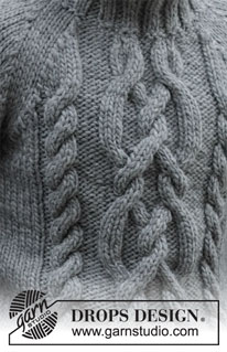 Trails Head / DROPS 219-4 - Strikket genser med raglan, fletter og høy hals til herre i DROPS Snow. Størrelse S - XXXL.