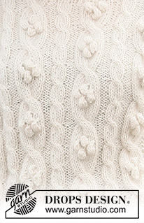 Buttercream Swirls Sweater / DROPS 221-16 - Pull tricoté en DROPS Alpaca et DROPS Kid-Silk, avec torsades et nopes. Du S au XXXL.