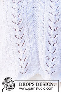 Doves Bay / DROPS 221-17 - Knitted sweater in DROPS Cotton Light or DROPS Sky. The piece is worked with lace pattern, cables and textured pattern. Sizes S - XXXL.