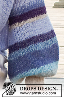 Blue Sunrise / DROPS 221-24 - Knitted jumper in 2 strands DROPS Brushed Alpaca Silk. Piece is knitted with stripes and balloon sleeves. Size XS–XXL.