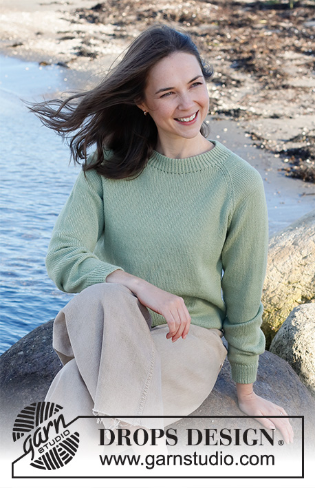 Sweet Sea / DROPS 221-25 - Knitted jumper in DROPS BabyAlpaca Silk. Piece is knitted top down with raglan. Size: S - XXXL