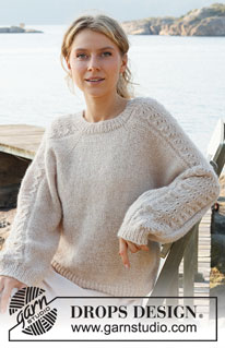 Bronze Summer Sweater / DROPS 221-3 - Knitted jumper in DROPS Air. Piece is knitted top down with raglan and lace pattern on sleeves. Size: S - XXXL