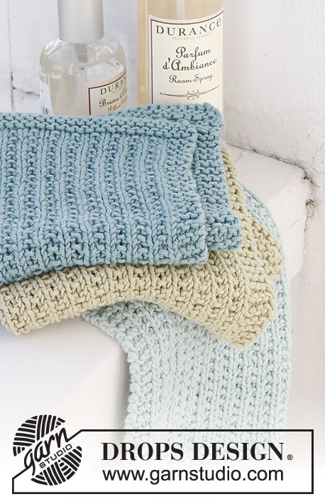 Clean Start / DROPS 221-45 - Knitted cloths with textured pattern in DROPS Safran.