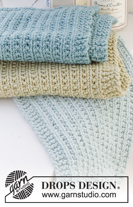 Clean Start / DROPS 221-45 - Knitted cloths with textured pattern in DROPS Safran.
