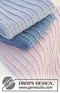 Oh So Fresh! / DROPS 221-46 - Crocheted cloths with relief treble crochets in DROPS Safran.