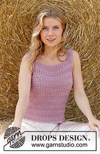 Pink Straw / DROPS 223-18 - Knitted top in DROPS Belle. The piece is worked with textured pattern. Sizes S - XXXL.
