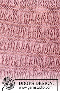 Pink Straw / DROPS 223-18 - Gebreide top in DROPS Belle. Het werk wordt gebreid met structuurpatroon. Maten S - XXXL.