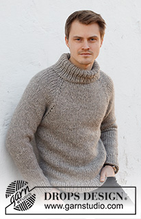 Almond Breeze / DROPS 224-13 - Knitted jumper for men in 1 strand DROPS Wish or 2 strands DROPS Air. The piece is worked top down, with raglan and double neck. Sizes S - XXXL.