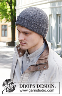 Flagstone Hat / DROPS 224-23 - Czapka męska na drutach, z włóczki DROPS Soft Tweed.