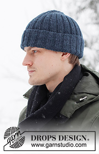 Icebound Hat / DROPS 224-27 - Knitted hipster-hat for men in DROPS Alaska.