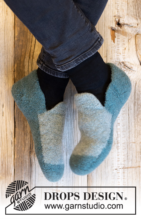 Good Morning Slippers / DROPS 224-32 - Felted slippers for men in DROPS Alaska. Sizes 35-46.
